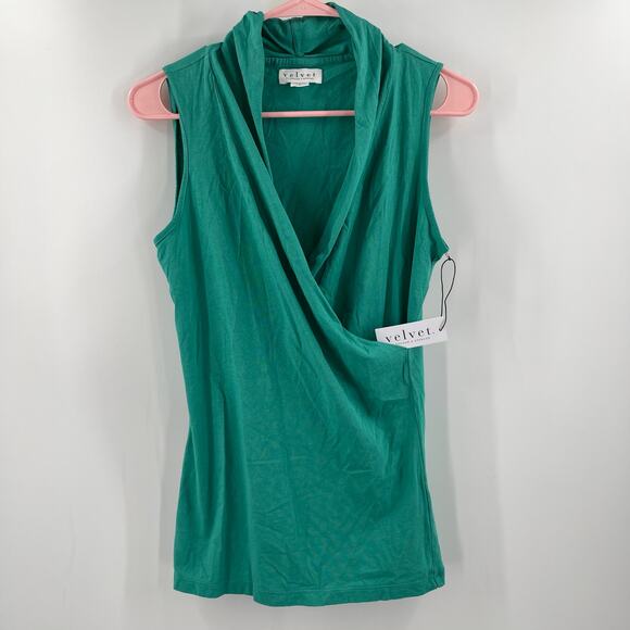 VELVET by GRAHAM & SPENCER Tank Top Size Small Adelise Faux Wrap Tile Collar NWT - Picture 14 of 14